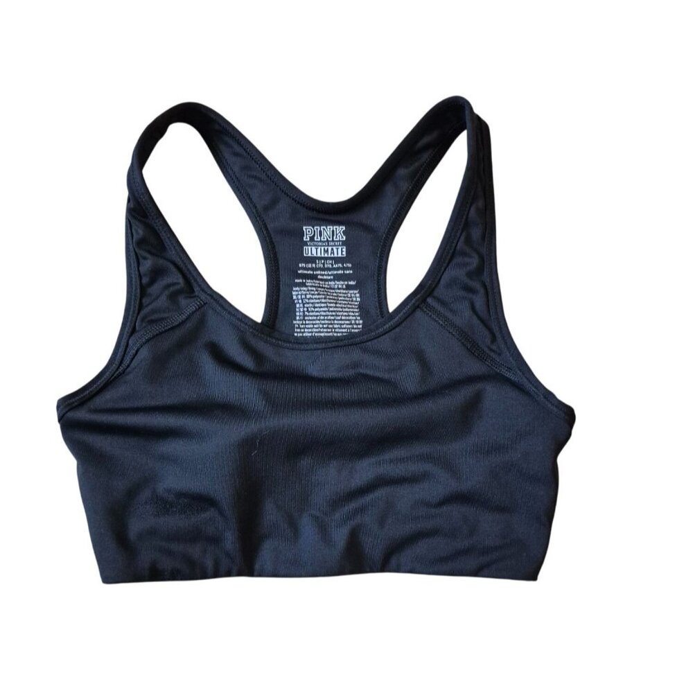 Victoria’s Secret PINK‎ Women's Black Racerback Sports Bra Size S Workout Gym